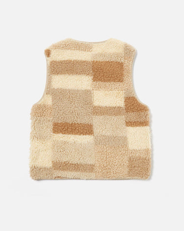 universal works Zip Gillet Patchwork Fleece Sand