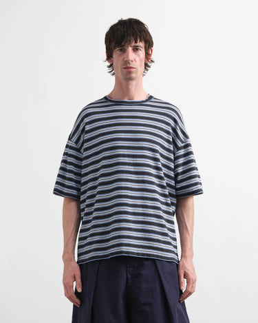 Triple Tee Shirt Stripe Multi Navy Blue